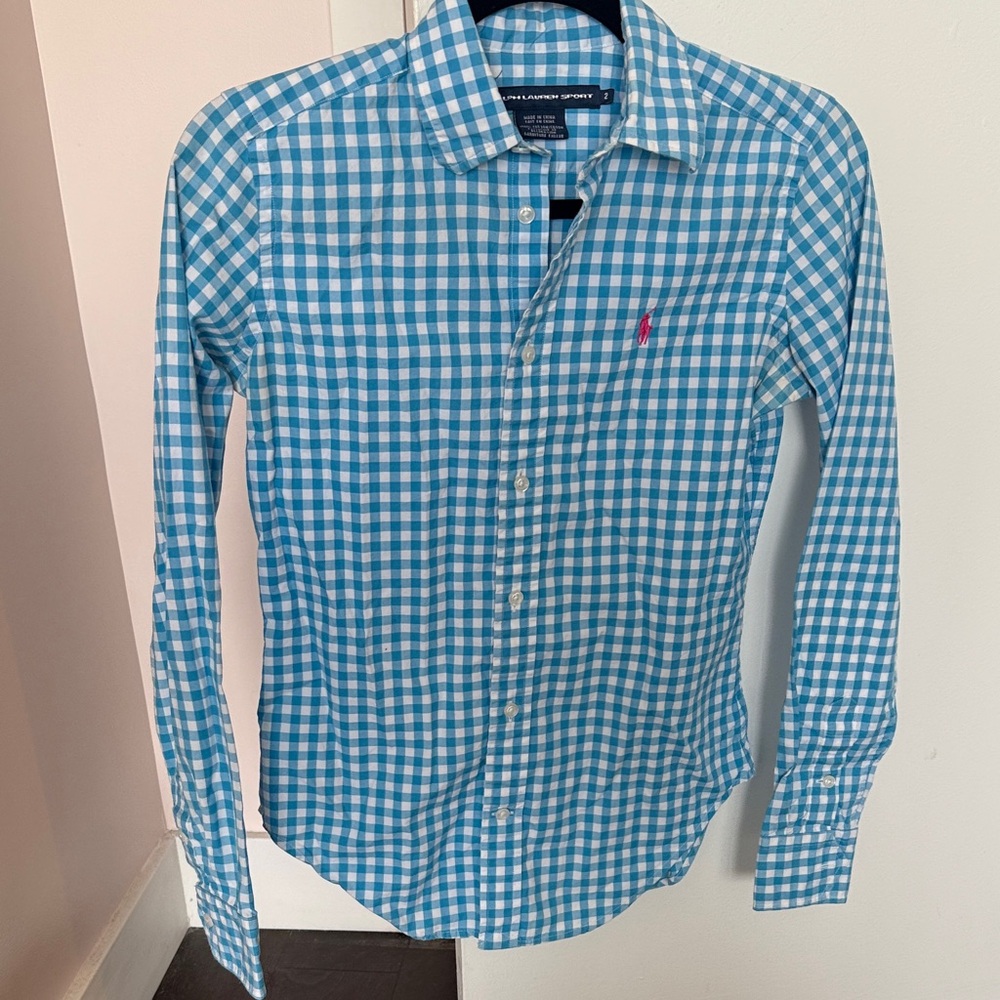 Polo by Ralph Lauren Turquoise gingham Women’s Button Up Shirt